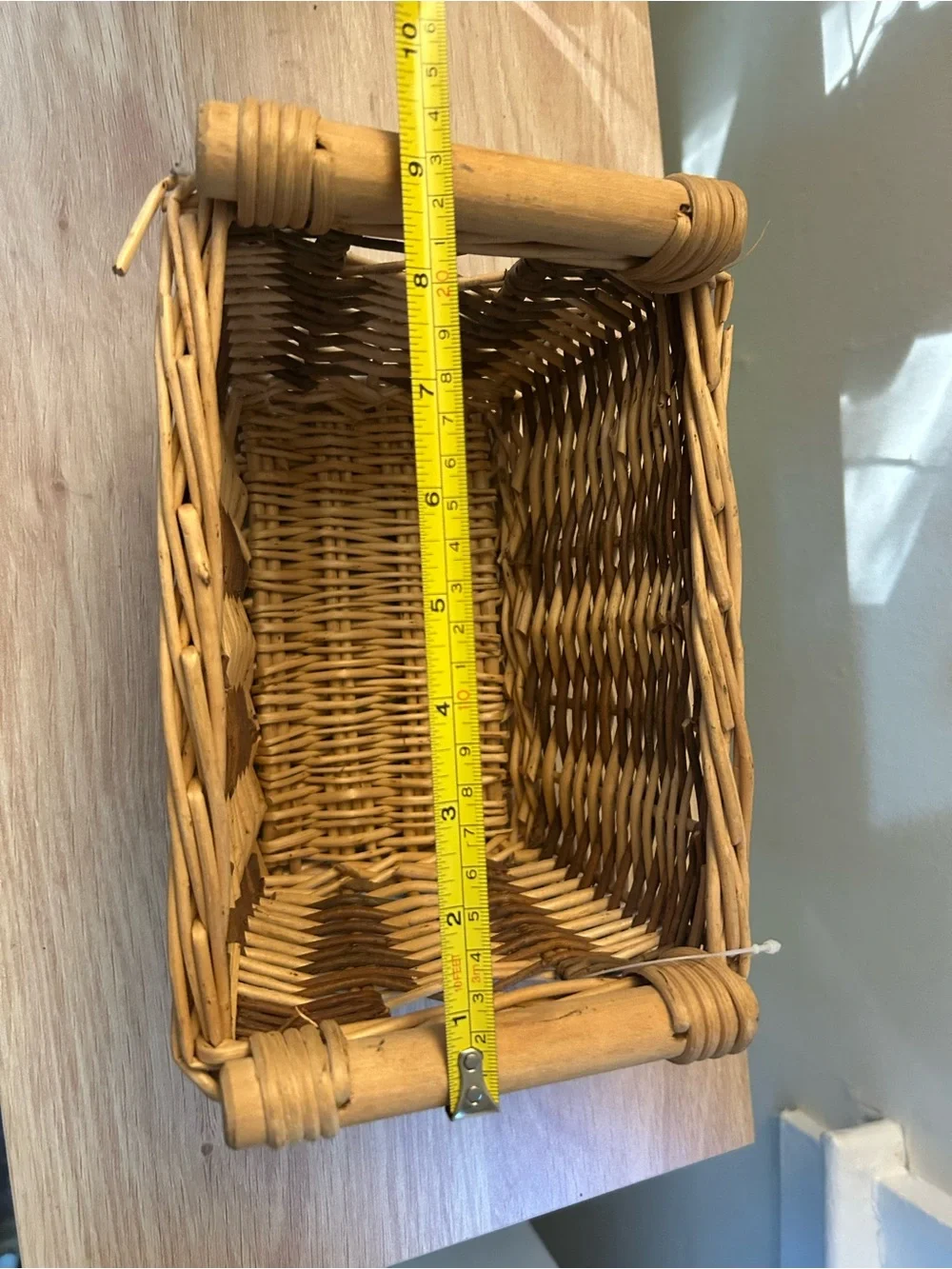 Woven Natural Wicker Basket - Neutral Brown and Cream